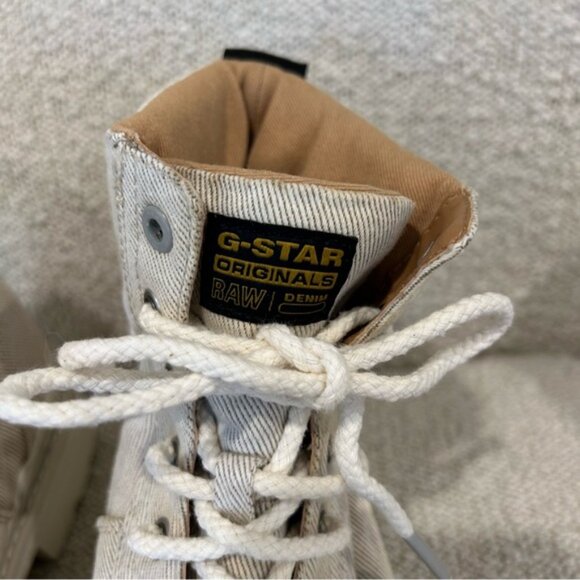 G-Star Women’s Aefon Lace Up Combat Boots Beige Ecru - Picture 5 of 11